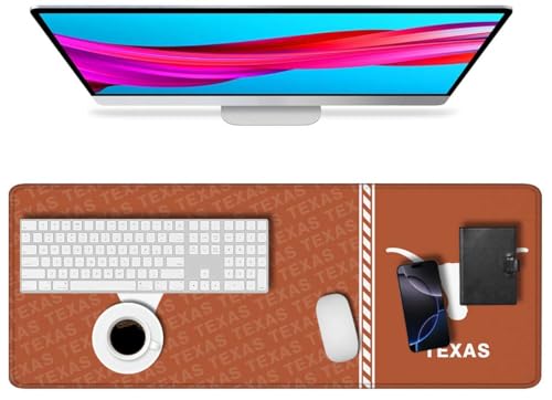 Large Extended Gaming Mouse Pad with Stitched Edges, College Football Non-Slip Waterproof Rubber Base Mouse Pad for Texas Office, Computer, Keyboard, Laptop and Home Desk Pad 31.5 x 11.7 Inch - color: Mnc-tex