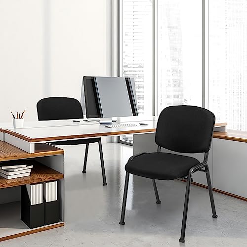 RELAX4LIFE Reception Waiting Room Chairs - Office Guest Chairs Set of 2 w/Ergonomic Backrest & Padded Seat, Armless Lobby Chair for Home Church Conference Meeting, Stackable Reception Chairs (2)