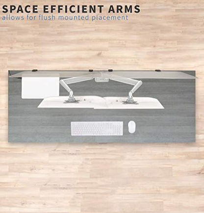 VIVO Space Saving Dual 17 to 32 inch Pneumatic Spring Arms, Aluminum Clamp-on Desk Mount Stand, Fits 2 Monitor Screens with Max VESA 100x100, Silver, STAND-V200A