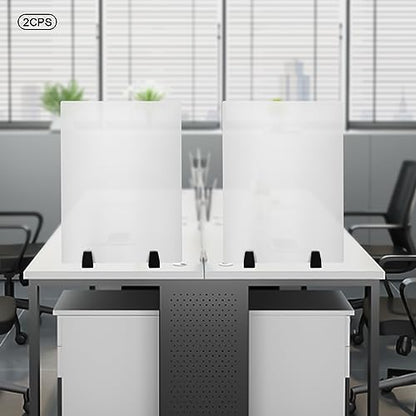 Desk Privacy Panels, 24 x 18 inches, 2PCS Acrylic Clamp-on Desk Dividers, Dual Frosted Plexiglass Office Partitions