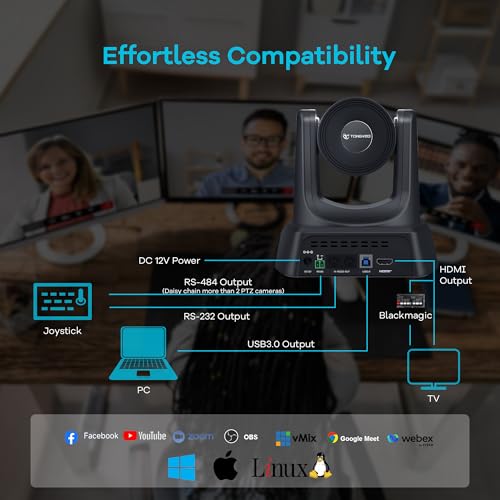 TONGVEO 3X Optical Zoom PTZ Camera AI Auto-Tracking HDMI USB 3.0 1080P 60fps Wide-Angle for Video Conference Business Meeting Live Streaming Online Learn with Zoom YouTube Teams OBS and More - color: Midnight