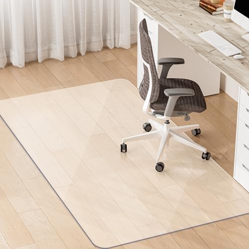 Office Chair Mat for Hardwood Floor, 60" x 46" Clear Floor Mat, 0.08" Thick Slip Resistant Heavy Duty Floor Protector Chair Mats for Rolling Chairs, Computer & Desk Chair Mat-Easy to Clean - color: For Hard Floor, size: 46'' x 60'' Rectangle
