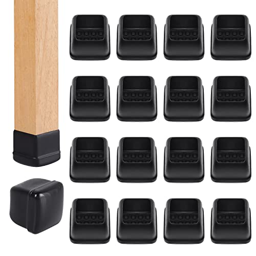 Ezprotekt 24 Pcs Chair Sliders for Carpet, Square Chair Glides for Carpet, Teflon Furniture Pads for Carpet, Chair Leg Protectors Caps for Carpet for Dining Table Chair, Black M (Fit: 0.75"-1") - size: M-Black