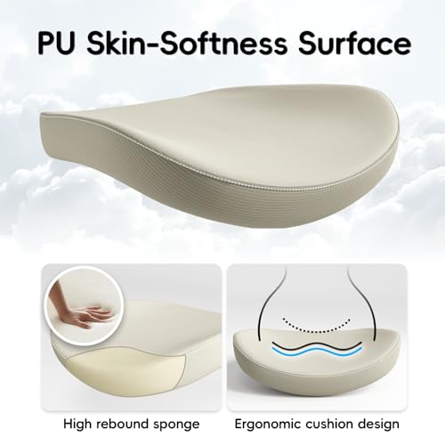 Ergonomic Office Chair:Home Office Desk Chairs with Headrest Lumbar Support | Ergalithic Ergonomic Desk Chair X-Shaped Mesh PU Leather Executive Computer Chair High Back Flip-Up Arms for Long Hour - color: Beige