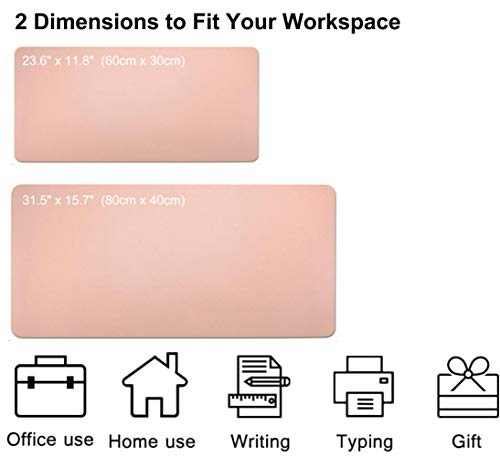SUJAYU Dual Sided PU Leather Desk Pad, Mouse Pad, Office Desk Mat, Non-Slip Laptop Desk Pad, Waterproof Desk Writing Pad for Office and Home (23.6" x 11.8", Pink+Light Blue) - color: Pink+light Blue, size: 11.8" x 23.6"