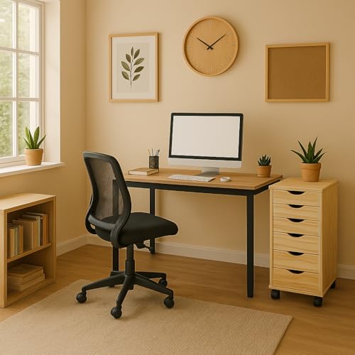Jela-USA Solid Pine Wood 6 Drawer Rolling Cart, Natural - color: Natural, style: unspecified