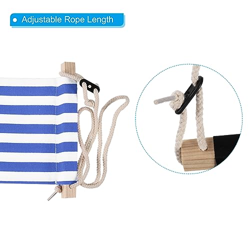 PATIKIL Foot Hammock Under Desk, Adjustable Foot Rest Sling with Hooks Portable Desk Footrest for Airplane Travel Home Office, Blue White Style 1 - color: Blue