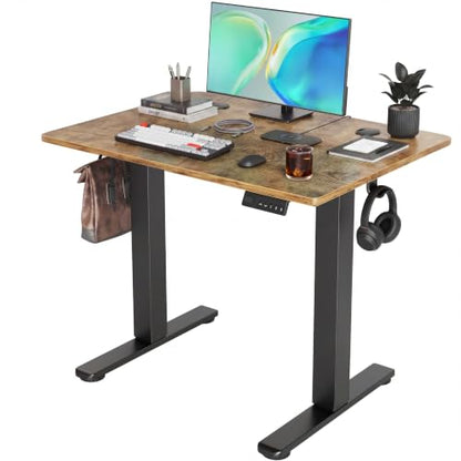 Claiks Electric Small Standing Desk, 35x20 Inch, Rustic Brown - color: Rustic Brown, size: 35 Inch