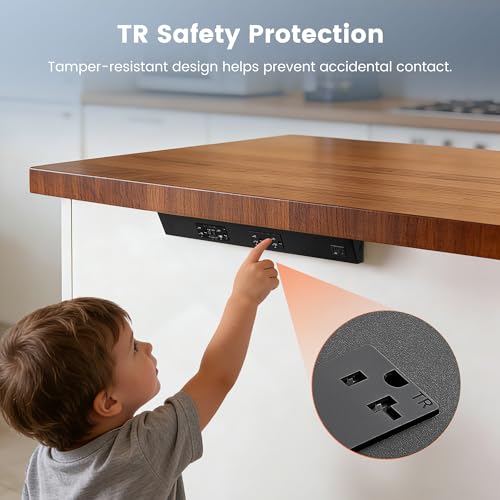 SURAIELEC 16 in Under Cabinet Power Strip with GFCI Outlet, Hardwire - color: Black, size: 1 Pack