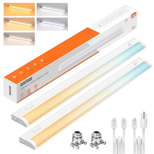 24inch Linkable Under Cabinet Lighting Hardwired Plug-in,Wired LED,2 Pack - color: 2 Pack, size: 24 INCH