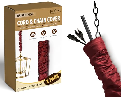 Royal Designs, Inc. CC-27-BUR Burgundy Cord & Chain Cover 4' Silktype Fabric Touch Fastener, Burgundy - color: Burgundy, size: 1 Pack