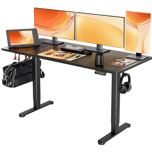 Claiks Electric Height Adjustable Standing Desk, 63x24 Inch, Black | Smooth Height Adjustment, 3 Memory Presets, Cable management hub & hook, Stable Steel Frame, 156 lbs Capacity, Easy Assembly - color: Black, size: 63