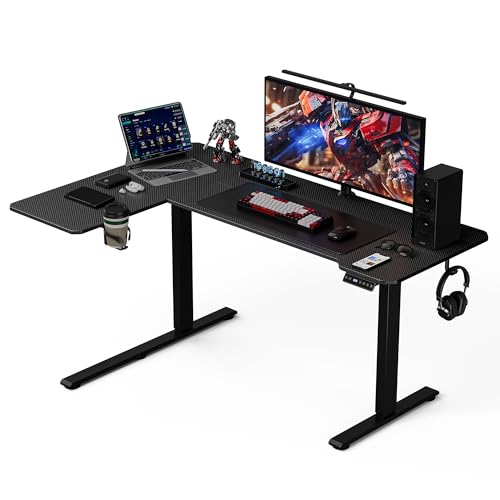 Acrolix L Shaped Electric Standing Desk, 59x40 Inch Reversible, Black Carbon - color: Black Carbon, size: 59