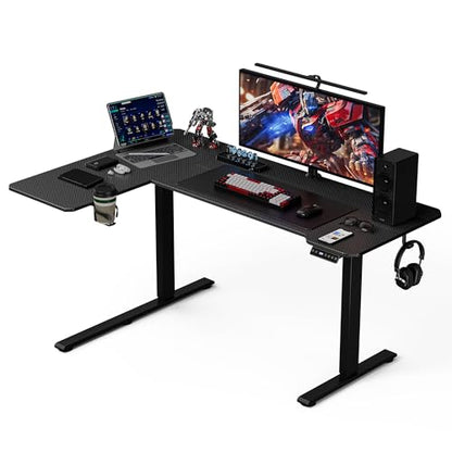 Acrolix L Shaped Electric Standing Desk, 59x40 Inch Reversible, Black Carbon - color: Black Carbon, size: 59
