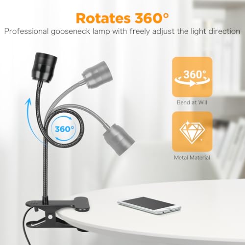 Dimmable LED Clip on Light for Bed Reading, 360° Flexible Gooseneck, 2 Pack - color: 2 Pack