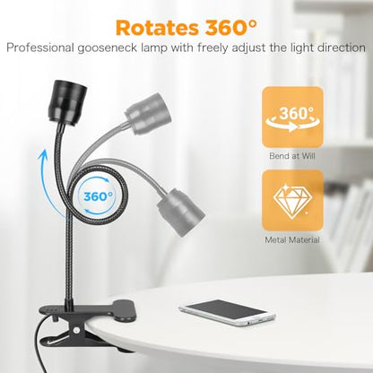 Dimmable LED Clip on Light for Bed Reading, 360° Flexible Gooseneck, 2 Pack - color: 2 Pack