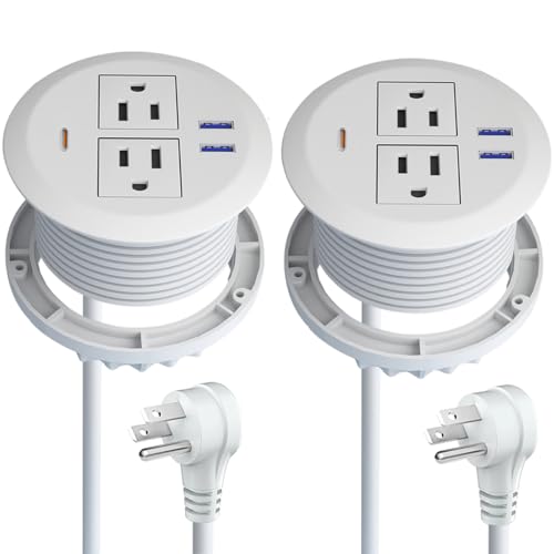3-inch Desktop Power Grommet,2-Pack,PD30W USB-C,6.3ft Cord,White - color: White, size: 2pcs-6.26 ft Cord