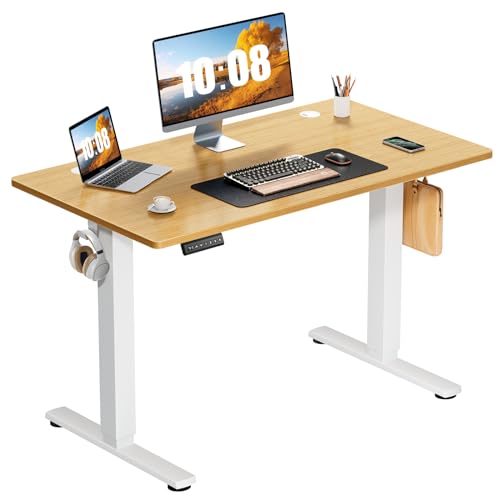Sweetcrispy Electric Standing Desk, Computer Desk, 40x24 Inch | Adjustable Height, Splice Wood Board, 3 Memory Preset, Sit Stand Work Table for Home Office, Oak - color: Oak, size: 40x24 inch