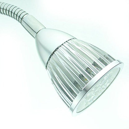 QUANS 5W High Power Clip-on Flexible Gooseneck Cool White LED Desk Light | 19 Inch Silver Adjustable Neck, 6000K 6500K, US Plug On/Off Switch, Metal Clamp for Sewing Study Bedside Craft Work Lighting - color: Silver (Cool White) Non-Dim