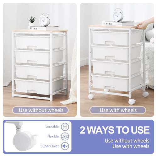 SYKIARIOL Rolling Cart with Drawers, 4-Drawer Utility Cart, Bright White (Pack of 2) - color: Bright White, size: 4 Drawers (Pack of 2)