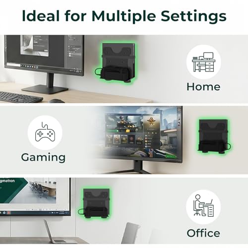 Yimaut Adjustable Mini PC Vesa Mount Bracket Behind Monitor, Under Desk, Attached to Monitor Arm, Wall or Stand Pole for HP, Dell, KAMRUI, Mac Mini, GMKtec, Cable Boxes, Wi-Fi Routers and Small CPUs
