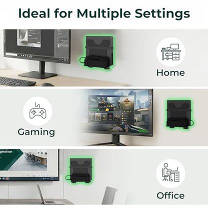 Yimaut Adjustable Mini PC Vesa Mount Bracket Behind Monitor, Under Desk, Attached to Monitor Arm, Wall or Stand Pole for HP, Dell, KAMRUI, Mac Mini, GMKtec, Cable Boxes, Wi-Fi Routers and Small CPUs
