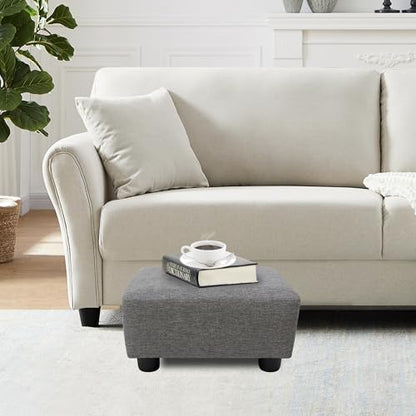 CAROLMADE Small Foot Stool Ottoman Footstool with Legs Under Desk Footrest for Living Room Bedroom and Office,Linen-Grey - color: Grey, size: 11"d X 15.4"w X 8.3"h