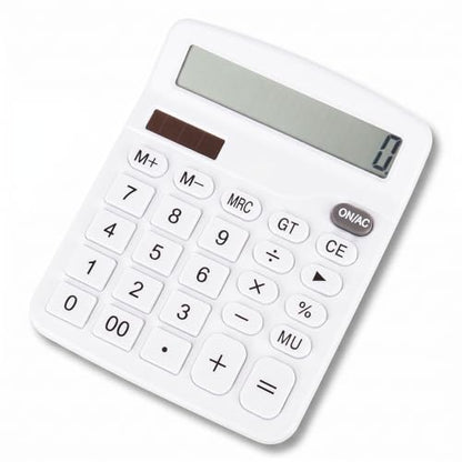 Marte Vanci 12-Digit Desk Calculator with Solar & Battery Power - color: White