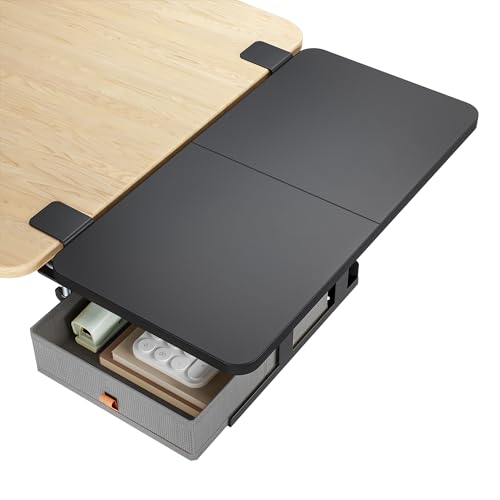 PEGZONE Desk Extender Tray, 24" x 12", with Storage Drawer, Medium, Black - color: Black, size: Medium