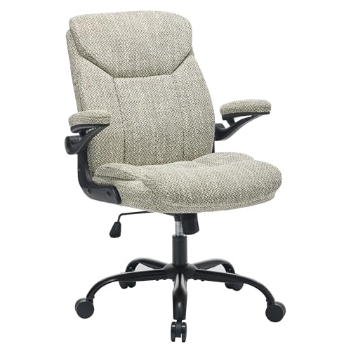 Ergonomic Home Office Chair Fabric Comfy Computer Chair, Mint Green | Flip-up Armrest, Height Adjustable, Lumbar Support, 360° Swivel Wheels Managerial Executive Chairs for Work Gaming Home Use - color: Mint Green