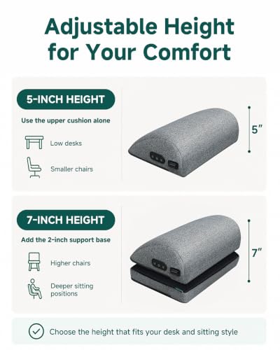 Snailax Heated Foot Rest Under Desk, Adjustable Height Foot Stool | 2026 Upgraded, Foot Warmer with 2 Heat Levels, 3 Vibration Modes, Memory Foam Support for Office, Home Office and Gaming - color: A.grey