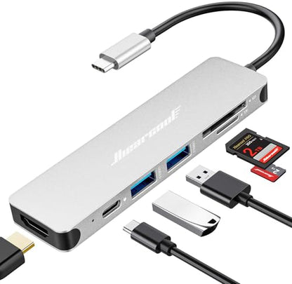 Hiearcool USB C Hub Multi-Port Adapter, 7-in-1 USB-C Dongle with 4K HDMI 100W PD SD/TF Card Reader, USBC Dock Compatible for MacBook Pro/Air Dell XPS Lenovo HP and Other Windows Laptops-Sliver White - color: 7in1-Sliver White