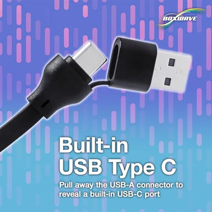 BoxWave Cable Compatible with Logitech Spotlight Presentation Remote - AllCharge PD miniSync (100W), Retractable High-Speed Charging Portable USB Cable - Jet Black