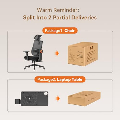 Office Chair Ergonomic with Footrest, Auto-Following Lumbar Support, High Back Desk Chair with 4D Armrest,136° Tilt Lock, Adjustable Seat Depth & Height - color: Black, size: 2D Headrest+Laptop Tray