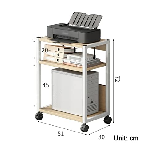 GLigeT Printer Table 3-Tier Printer Stand CPU Tower Stand Adjustable Printer Cart, Machine Cart with Wheels, Rolling Storage Rack for Office and Home Printer Shelf