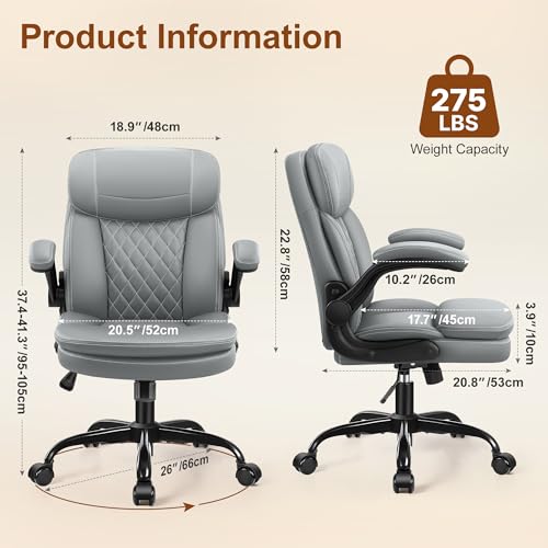 Office Desk Chair, Ergonomic Computer Chair with Unique Dual-Layer Support - color: Grey