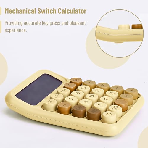 Mr. Pen- Mechanical Switch Calculator, 12 Digit Large LCD Display | Beach Sand with Big Buttons, Mechanical Switch Calculator for Home, School, Office - color: Cool Brown
