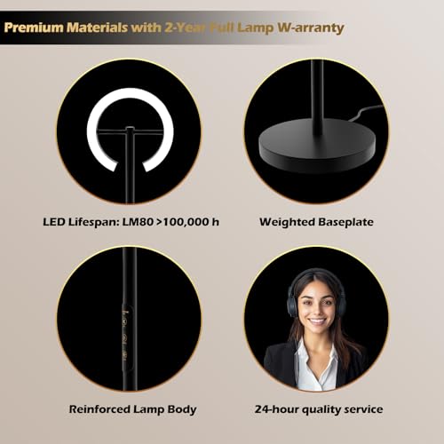 12000 LUX Light Therapy Lamp, UV-Free LED Floor SunLight Lamp, Happy Lamp | 1440lm 24W Full Spectrum Sun Lamp, Touch & Remote Control, 4 Color Temps 7 Brightness, Standing Task Lamp Reading Floor Lamp - style: Standard (H1B)