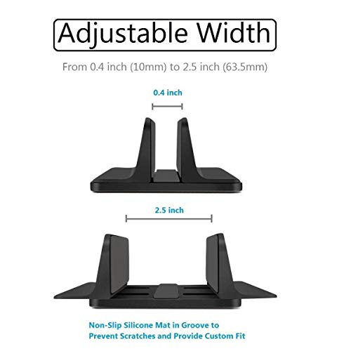 Vertical Laptop Stand for Desk [Adjustable] Sturdy Aluminum Dock Fits All Laptops (up to 20.3 inches) Space Saving, Modern Compact Holder, Compatible with MacBook Pro/Air, Surface, HP, Dell (Black) - color: Black