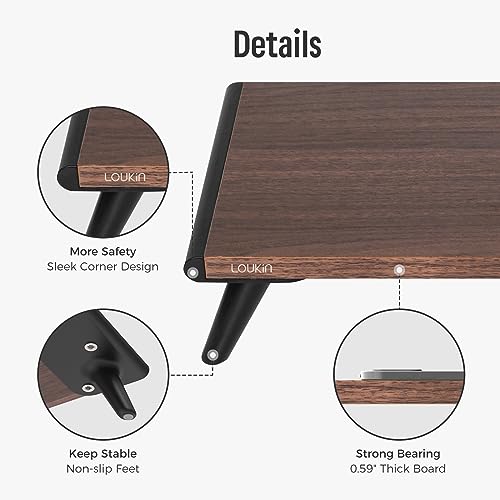 loukin Monitor Stand Riser for Desk, 22.4" × 8.2" Computer Stand, Brown | Supports 22 lb, No Installation Required, Water-Resistant Surface, Fits Laptops and Printers, Ergonomic Design