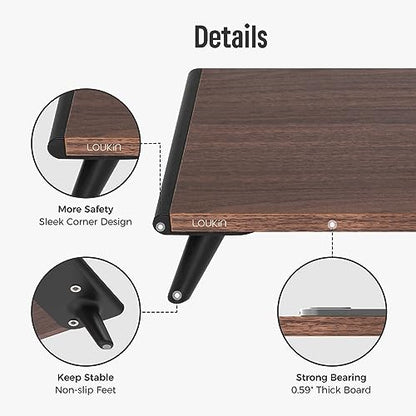 loukin Monitor Stand Riser for Desk, 22.4" × 8.2" Computer Stand, Brown | Supports 22 lb, No Installation Required, Water-Resistant Surface, Fits Laptops and Printers, Ergonomic Design