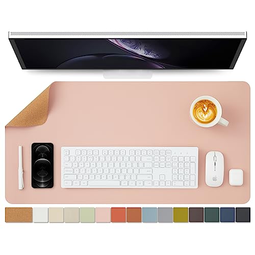 Cork Desk Mat - Dual-Sided Desk Pad for Office and Home - Desk Organization and Accessories - Ideal for Large Mouse Pad and Desk Mats on Top of Desks(Pink,31.5"x 15.7") - color: Pink, size: 31.5" x 15.7"