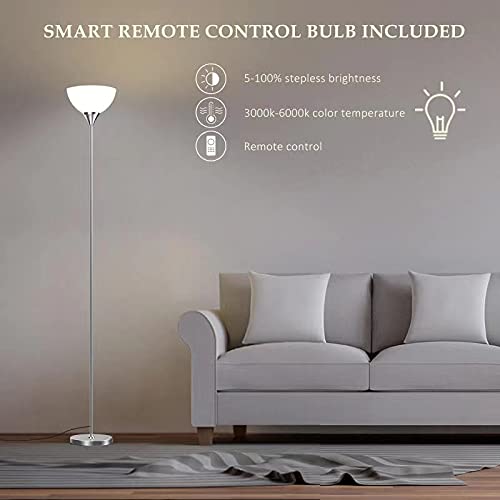 PESRAE Floor Lamp, Remote Control with 4 Color Temperatures, Torchiere Floor lamp for Bedroom, Standing Lamps for Living Room, Bulb Included (Brushed Nickel) - color: Brushed Nicke