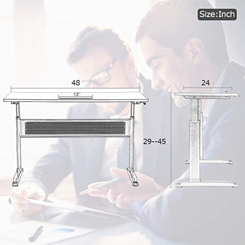 Standing Desk Converter Height Adjustable Desk Stand Up Desk 48 x 24 Inches Large Desktop Sit to Stand Desk with Sturdy Frame, Ergonomic Home Office Computer Workstation for Laptop Dual Monitor, White