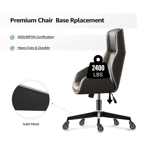 Sytopia 28'' Heavy Duty Office Chair Base Replacement with Cross Metal Legs (2400 lbs), Universal Gas Cylinder & Caster Sockets, Matte Black - color: Matte Black