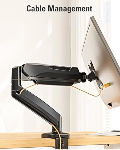 Single Monitor Mount, Gas Spring Monitor Arm for 17-32 Inch Computer Screens, Adjustable Monitors Stand for Desk, 75x75/100x100mm VESA Mount, with Clamp and Grommet Base, Holds 4.4-17.6lbs