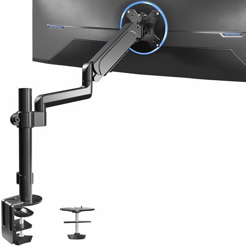 VIVO Single Monitor Arm Mount for 17 to 32 inch Screens - Tension Height Adjustment, Full Articulating Tilt, Swivel, Heavy Duty VESA Stand with Desk C-clamp and Grommet Option STAND-V001K - color: Black, size: Single Mount