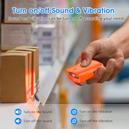 Symcode Bluetooth 2D Barcode Scanner Mini QR Portable Barcode Scanner 3-in-1 Bluetooth & 2.4G Wireless & USB Wired Barcode Scanner with Android,iOS,Computers,Windows, 2D QR Orange - color: 2D QR Orange