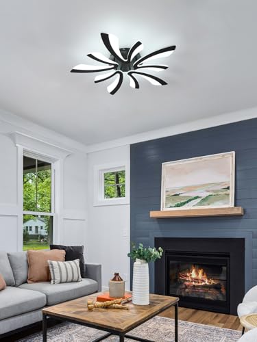 Goeco Modern Ceiling Light, 27.5'' LED Black Acrylic V-Shaped Flush Mount Ceiling Lights, 6500K Ceiling Light Fixture for Living Room, Dining Room, Bedroom, Kitchen - color: Black V Shaped-6500K