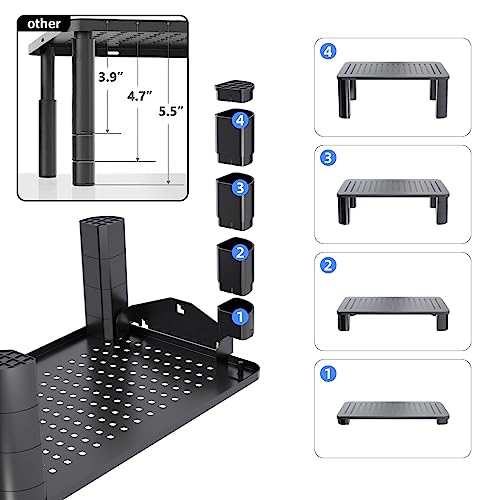 Pholiten 2 Pack Monitor Stand Riser, 3 Height Adjustable Monitor Stand for Computer, Laptop, Printer, Notebook, iMac, Premium Metal Monitor Risers for 2 Monitors